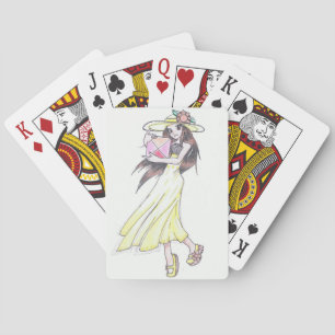 Jeu De Cartes Playing Cards with Girl à Yellow Dress
