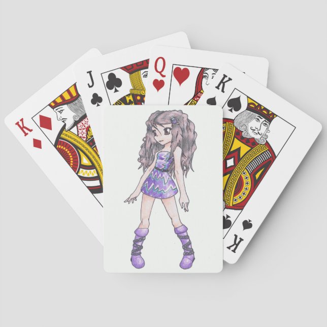 Jeu De Cartes Playing Cards with girl in purple dress (dos)