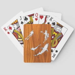 Jeu De Cartes Plongeur d'argent avec requins sur le plateau de t