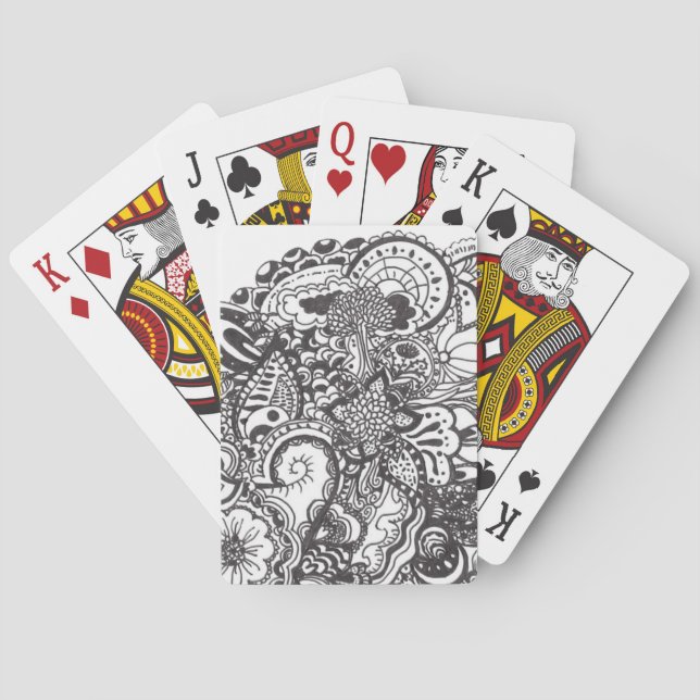 Jeu De Cartes plume Abstrait et doodle d'encre (dos)