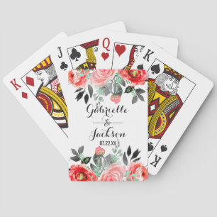 Jeu De Cartes Poche & Mint Peony Aquarelle Mariage Favoriser