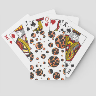 Jeu De Cartes Poche noire et orange Polka Imprimer