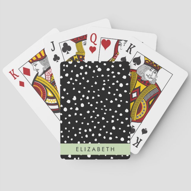 Jeu De Cartes Points dalmatiens, Spots, Noir et Blanc, Votre nom (dos)