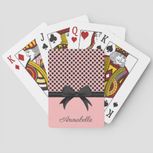 Jeu De Cartes Points roses noirs et ruban