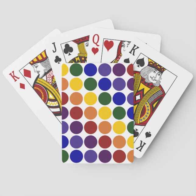 Jeu De Cartes Pois arc-en-ciel en blanc (dos)