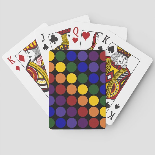 Jeu De Cartes Pois arc-en-ciel en noir (dos)