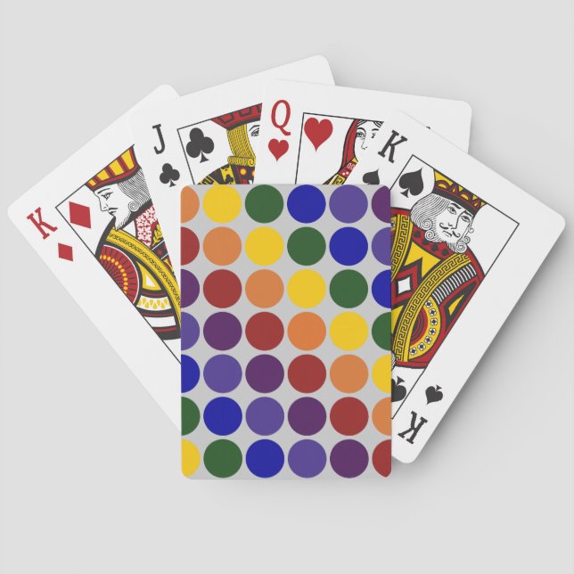 Jeu De Cartes Pois arc-en-ciel sur gris (dos)