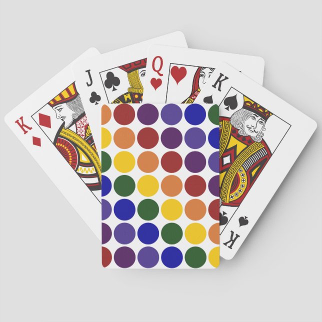 Jeu De Cartes Pois d'arc-en-ciel sur le blanc (dos)