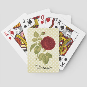 Jeu De Cartes Pois de parchemin de rose rouge antique Personnali