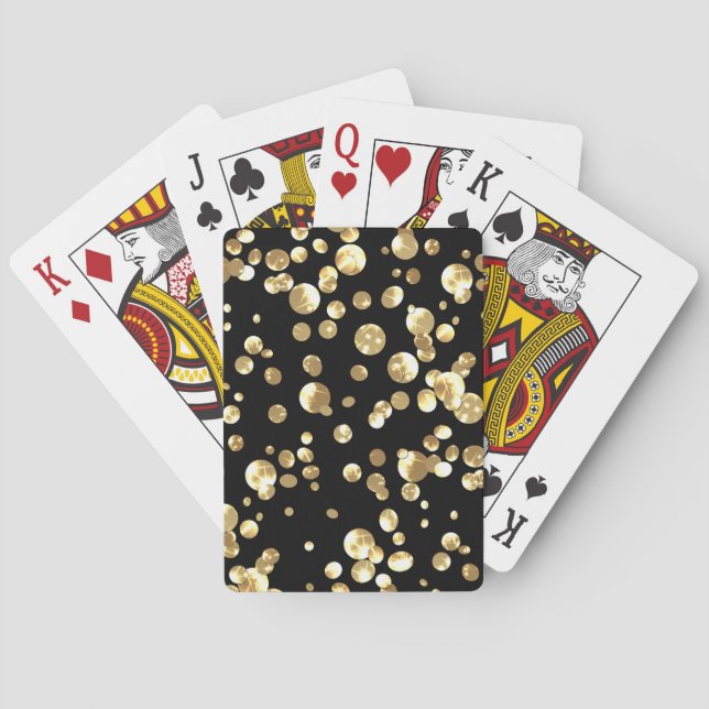 Jeu De Cartes Pois or sur un arrière - plan noir. (dos)