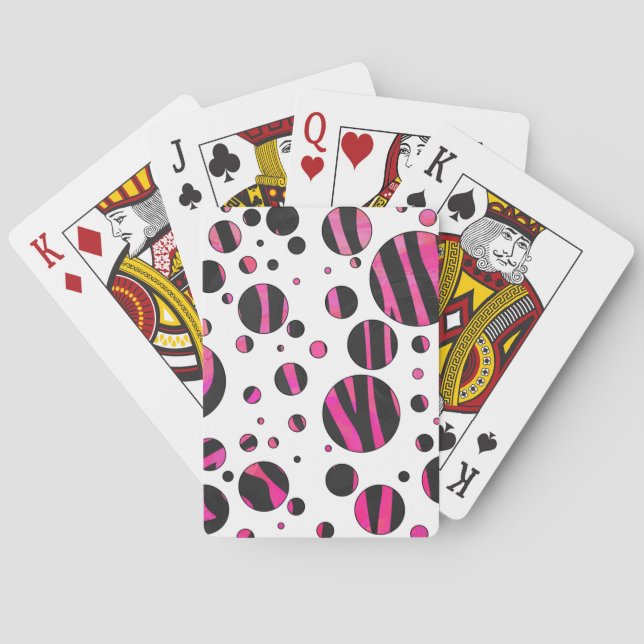 Jeu De Cartes Pois zèbres noirs et roses (dos)