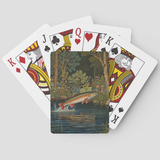 Jeu De Cartes Poisson saumon de truite boho rustique (dos)