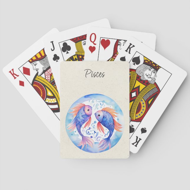 Jeu De Cartes Poissons Poissons Zodiaque Aquarelle (dos)