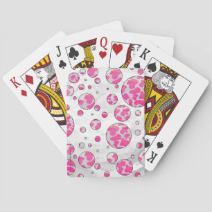 Jeu De Cartes Poka Dot Vache rose et blanc