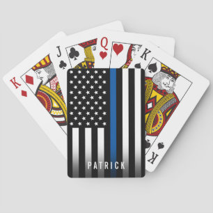 Jeu De Cartes Police Mince Blue Line Nom du monogramme du drapea