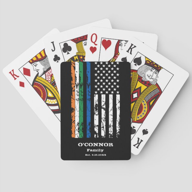Jeu De Cartes Police personnalisée Nom drapeau irlandais (dos)