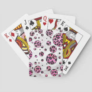 Jeu De Cartes Polka Leopard Pot noir et rose chaud