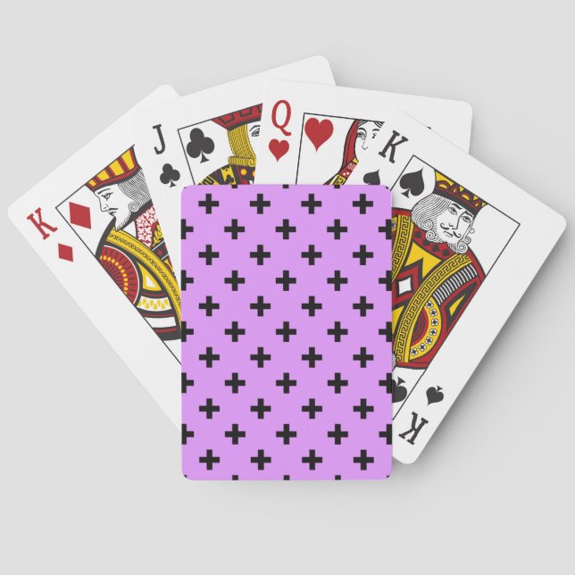 Jeu De Cartes Polka noire croise sur lilas (dos)