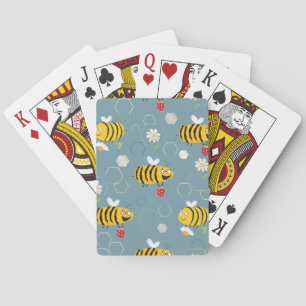 Jeu De Cartes Pollinant Les Abeilles, Flower Garden Scene.