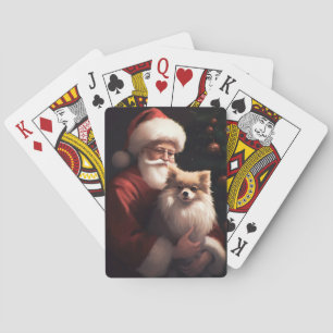 Jeu De Cartes Poméranien avec Noël Festif du Père Noël