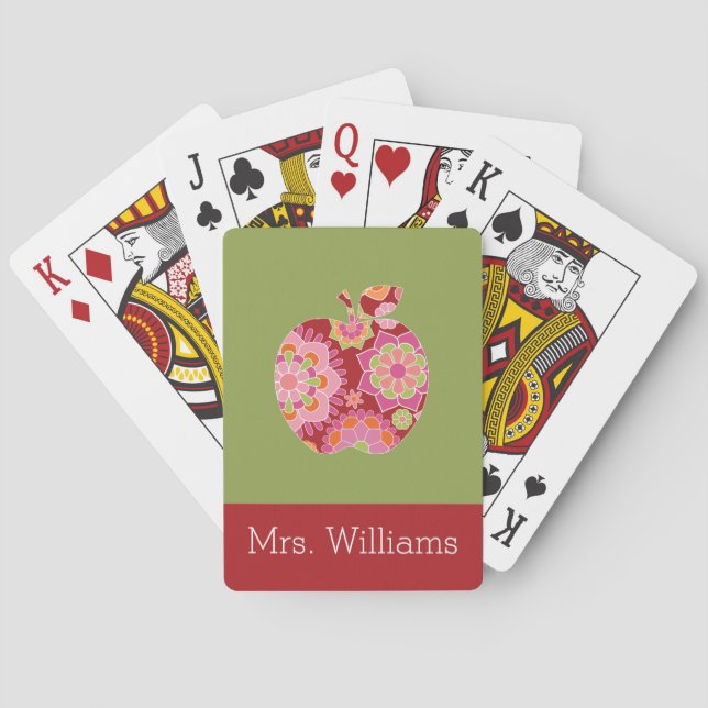 Jeu De Cartes Pomme d'enseignant personnalisée avec modèle flora (dos)