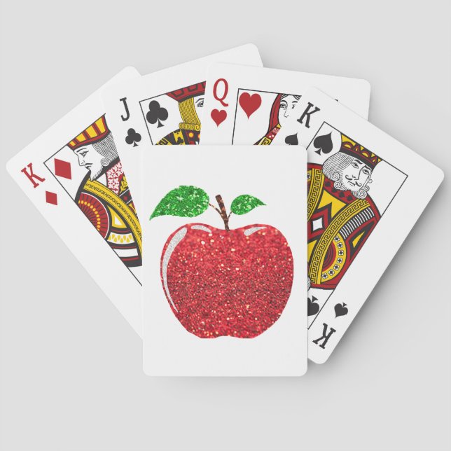Jeu De Cartes Pomme Faux Parties scintillant rouge (dos)