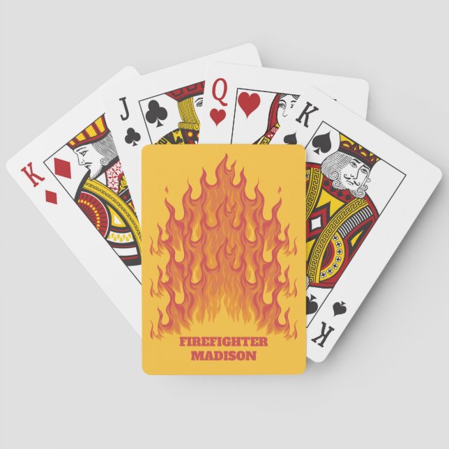Jeu De Cartes Pompier à texte personnalisé (dos)