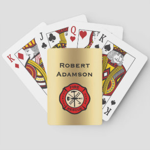 Jeu De Cartes Pompier avec emblème et nom personnalisé