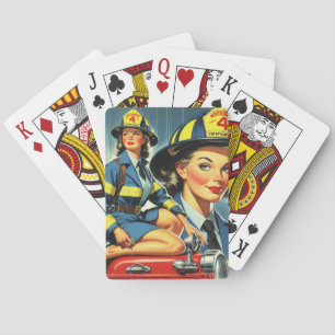 Jeu De Cartes Pompier féminin vintage