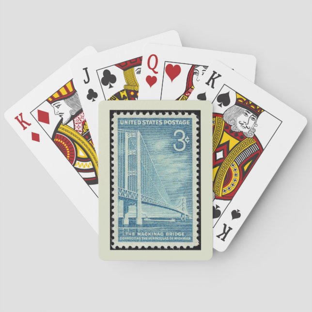 Jeu De Cartes Pont Mackinac 1958 Timbre de la poste (dos)