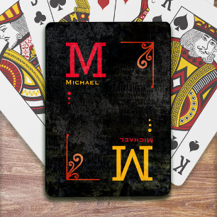 Jeu De Cartes pont monogrammé noir vieilli de