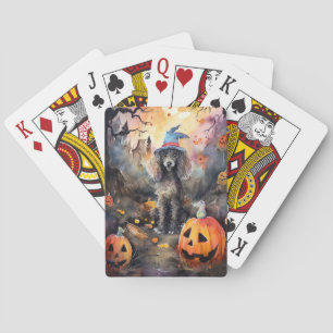 Jeu De Cartes Poodle d'Halloween avec citrouilles effrayant