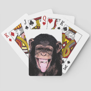 Jeu De Cartes Pop Art Chimpanzé Sticking Tongue Out