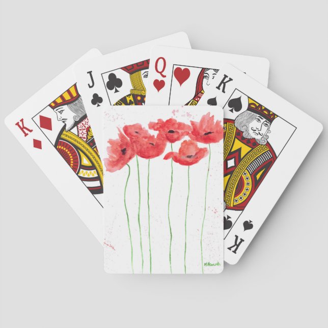 Jeu De Cartes Poppies pavot floral aquarelle nature jolie (dos)