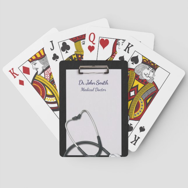 Jeu De Cartes Porte - bloc Médicale noir avec Stethoscope (dos)