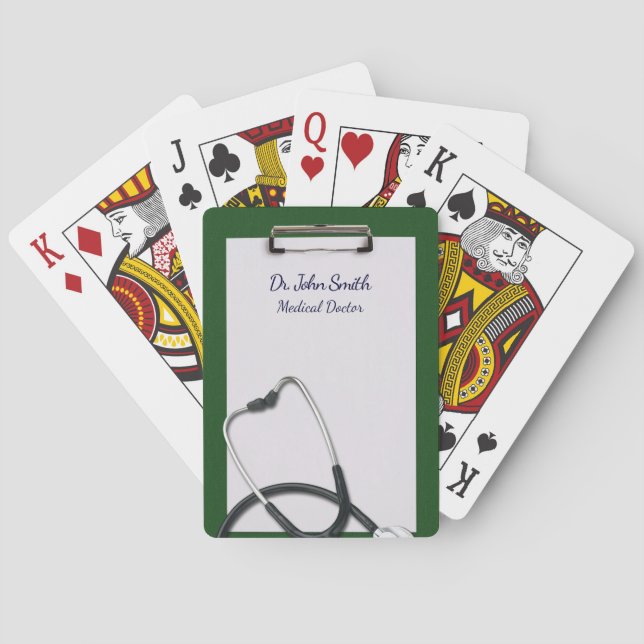 Jeu De Cartes Porte - bloc Médicale vert avec stéthoscope (dos)