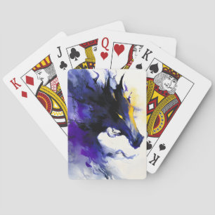 Jeu De Cartes Portrait abstrait aquarelle cheval noir