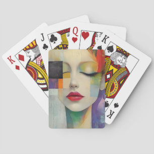 Jeu De Cartes Portrait dans le surréalisme des blocs de couleurs