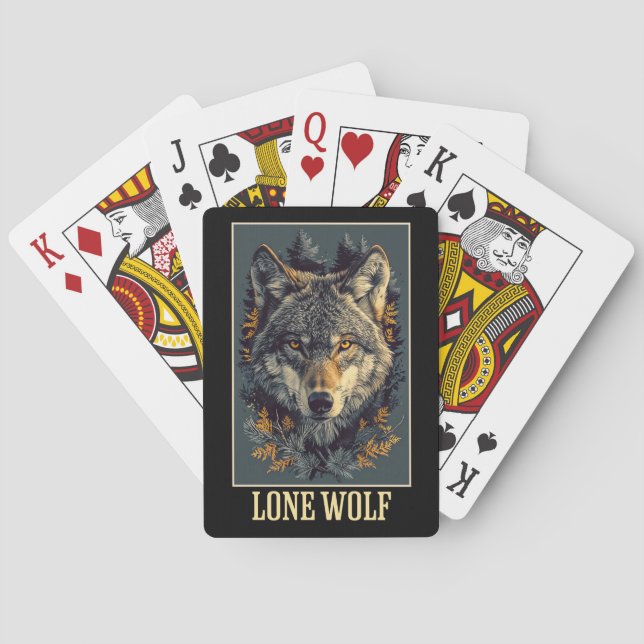 Jeu De Cartes Portrait de loup solitaire (dos)