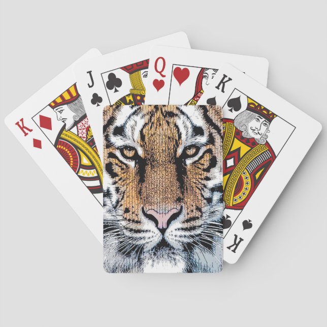 Jeu De Cartes Portrait de rayures de tigre dans le style (dos)