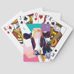 Jeu De Cartes Portrait de vache Pop Art coloré