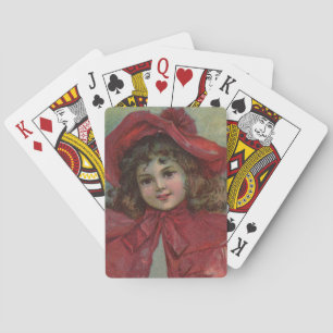 Jeu De Cartes Portrait d'enfant victorien de Noël avec un chapea