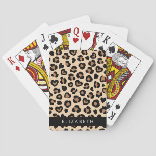 Jeu De Cartes Poster de animal, Léopard Brown, Coeurs, Votre Nom