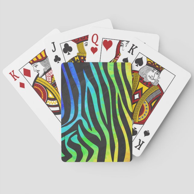 Jeu De Cartes Poster de animal Rainbow et Black Zebra tendance s (dos)