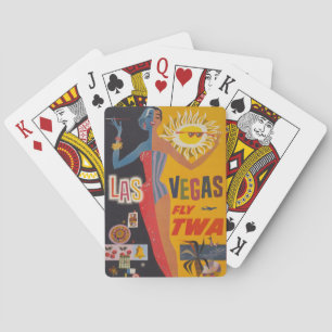 Jeu De Cartes Poster Vintage voyage Pour Vol Twa À Las Vegas