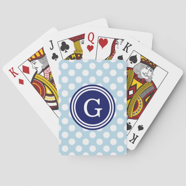 Jeu De Cartes Poudre bleu marine Bleu Pois blancs 1IR (dos)