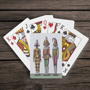 Jeu De Cartes Poupées de bouffon fantaisistes colorées vintage