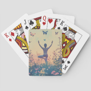 Jeu De Cartes Prairie du Coucher de Soleil Méditation avec Papil