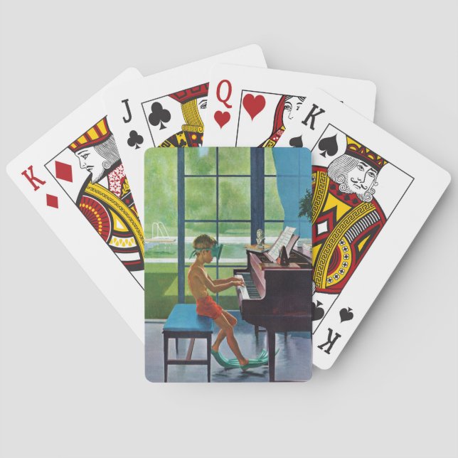 Jeu De Cartes Pratique de piano au bord de la piscine (dos)