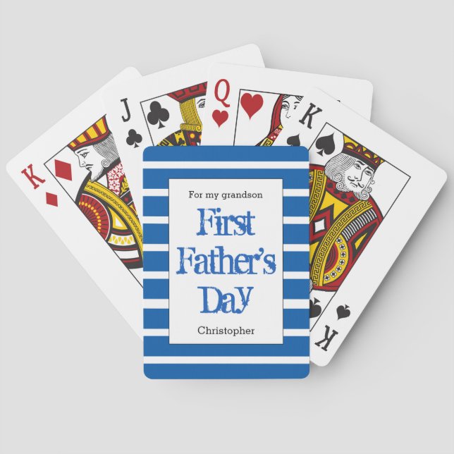 Jeu De Cartes Première Fête des pères Bleue strié (dos)